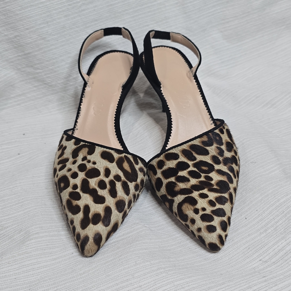 J. Crew Calf Hair Colette Asymmetrical Slingback Kitten Heel Pumps Size 6 - Picture 2 of 9